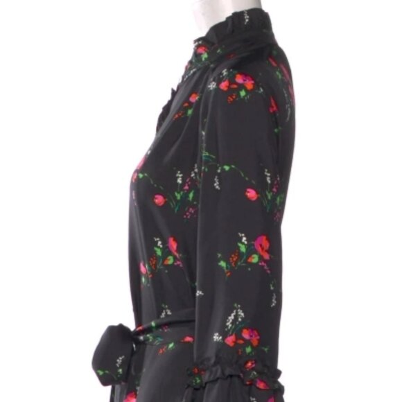 NWOT Julie Fagerholt Heartmade Harin Floral Silk Midi Dress in Black XS $745 - Picture 5 of 11